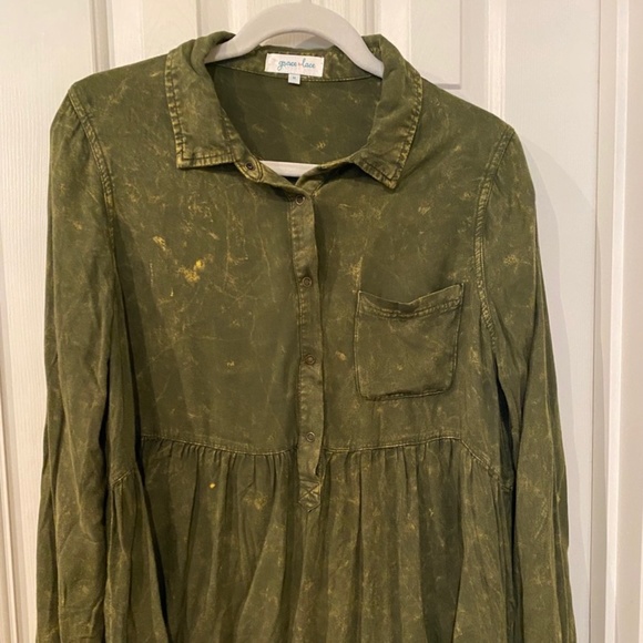 Grace & Lace Tops - Grace & Lace Sadie Vintage Washed Tunic Olive Green Medium